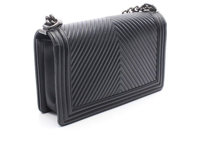 Borsa a Spalla Chanel Boy Large Chevron V-Stitch Nero - vista 2
