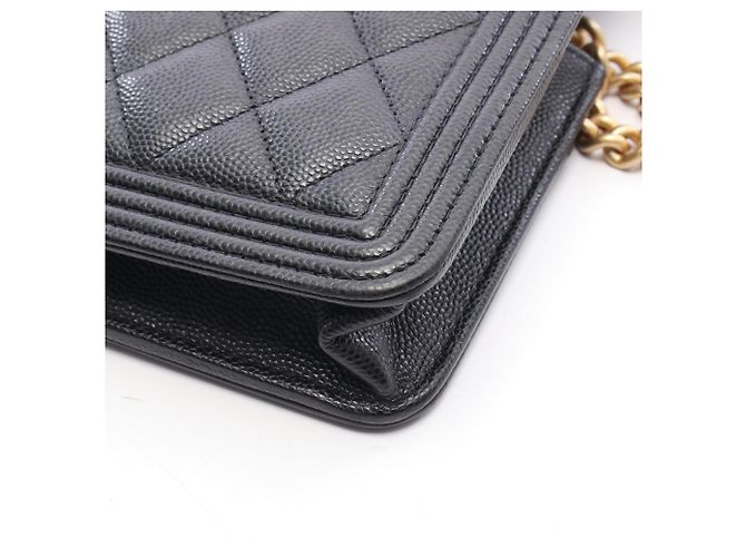 Borsa a tracolla Chanel Boy Matelassé in pelle di vitello martellata nera Nero - vista 8