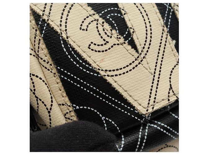 Chanel Camellia Coco Mark Handbag Pouch Schwarz Weiß - Ansicht 10