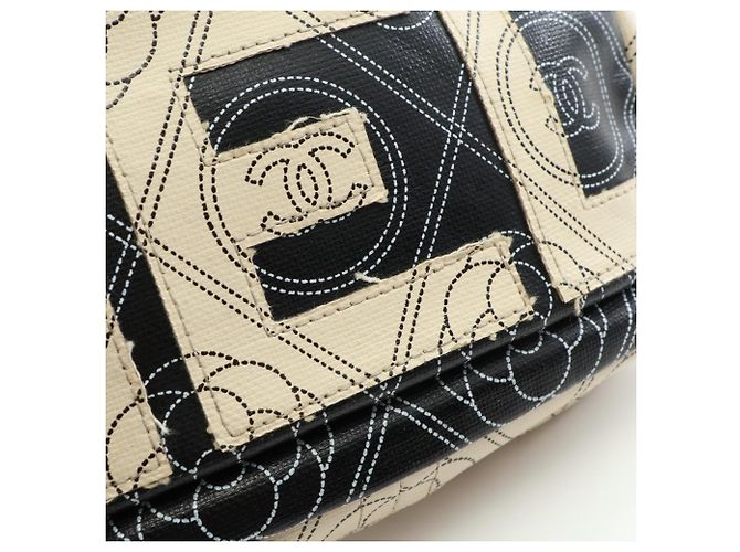 Chanel Camellia Coco Mark Handbag Pouch Schwarz Weiß - Ansicht 11