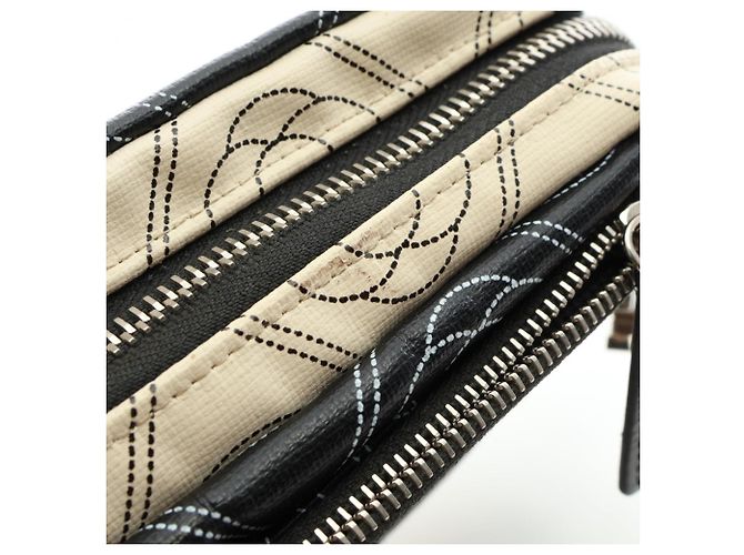Chanel Camellia Coco Mark Handbag Pouch Schwarz Weiß - Ansicht 14