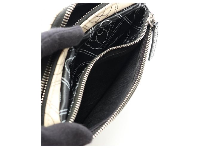 Chanel Camellia Coco Mark Handbag Pouch Schwarz Weiß - Ansicht 6