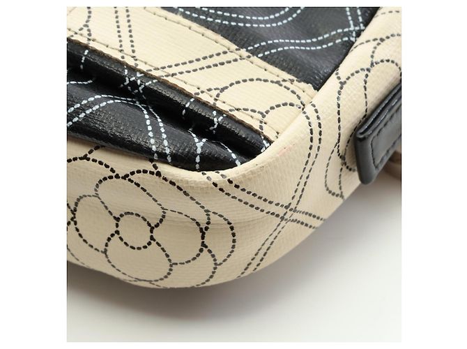 Chanel Camellia Coco Mark Handbag Pouch Schwarz Weiß - Ansicht 9