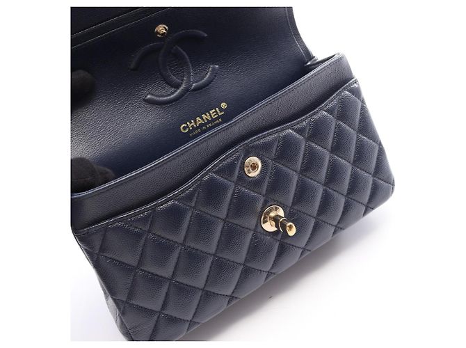 Borsa a tracolla Chanel Matelassé Double Flap Blu navy - vista 10