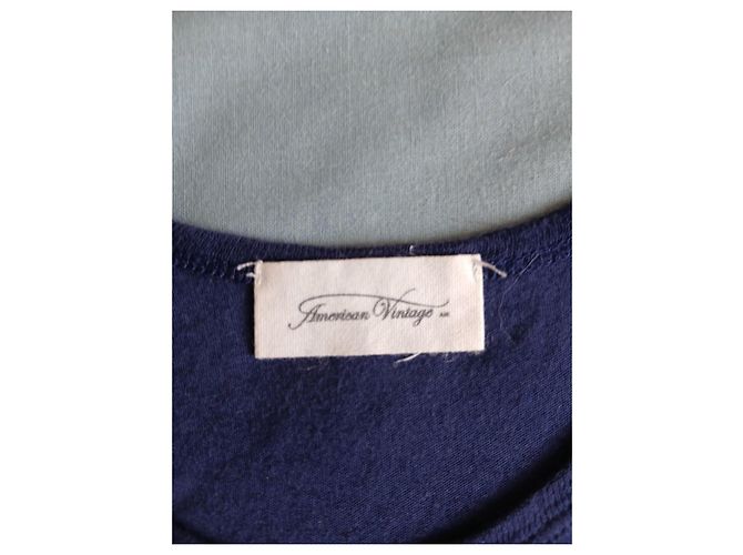 American Vintage canotta in cotone blu navy - vista 3