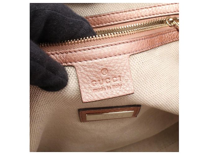 Borsa Tote Gucci Soho Cellarius Interlocking G Metallic Rosa Metallico - vista 4