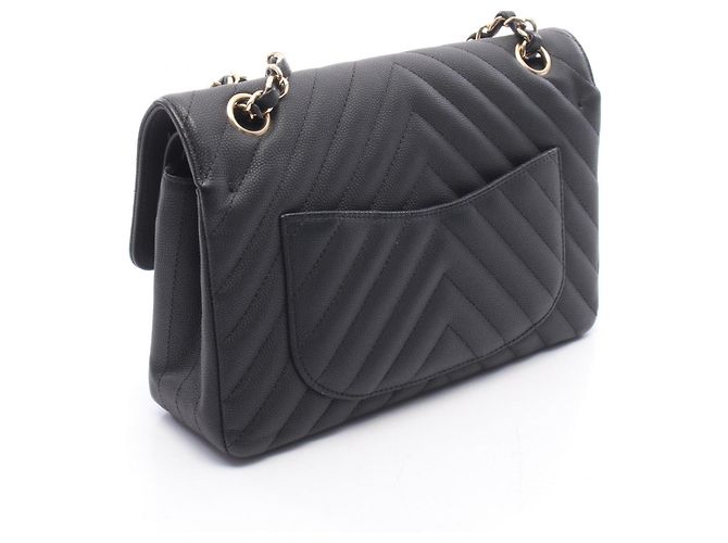 Borsa a tracolla Chanel Chevron V-Stitch Double Flap Nero - vista 2