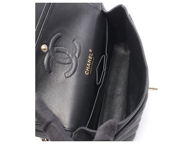 Borsa a tracolla Chanel Chevron V-Stitch Double Flap Nero - vista 3