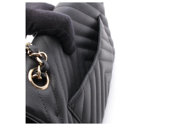 Borsa a tracolla Chanel Chevron V-Stitch Double Flap Nero - vista 6