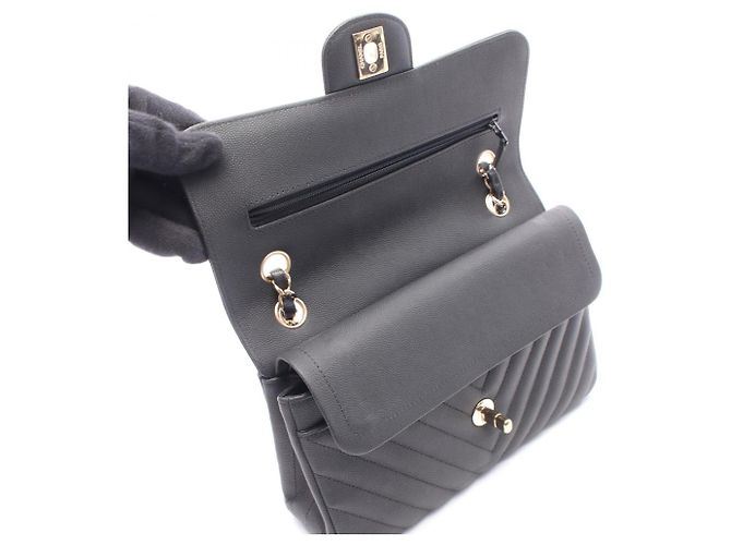 Borsa a tracolla Chanel Chevron V-Stitch Double Flap Nero - vista 7