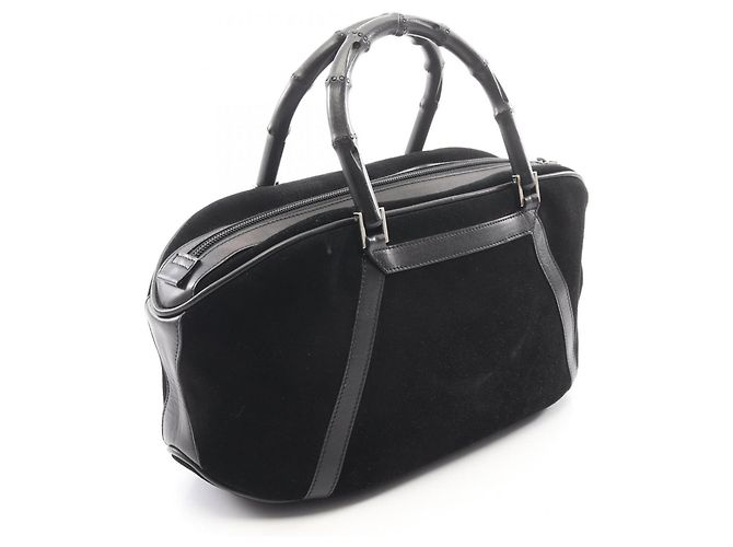 Borsa Gucci Bamboo nera in scamosciato e pelle Nero - vista 2