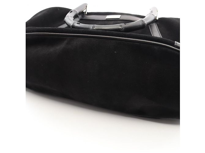 Borsa Gucci Bamboo nera in scamosciato e pelle Nero - vista 7