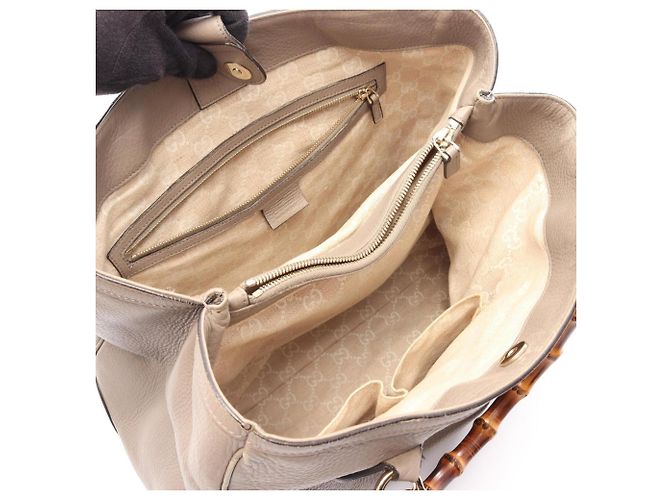 Borsa Tote Gucci Bamboo Beige - vista 3