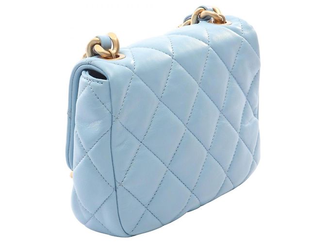 Borsa a tracolla Chanel Matelassé in pelle di agnello Blu - vista 2