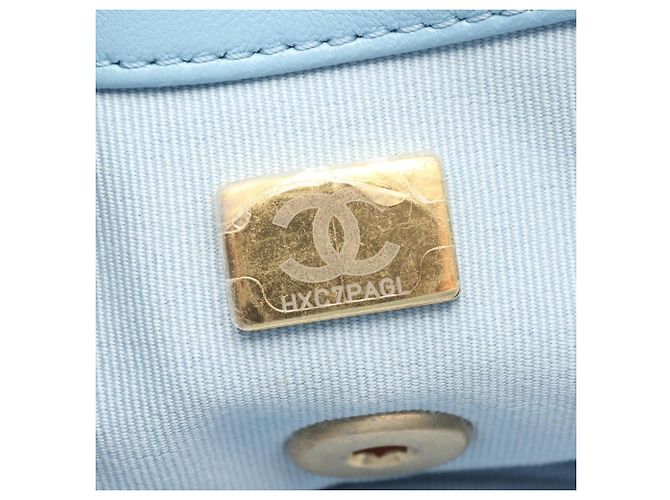 Borsa a tracolla Chanel Matelassé in pelle di agnello Blu - vista 5