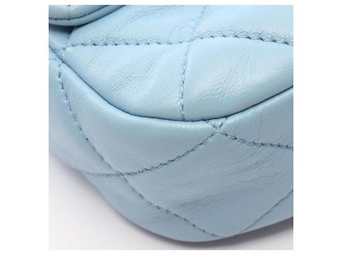 Borsa a tracolla Chanel Matelassé in pelle di agnello Blu - vista 6