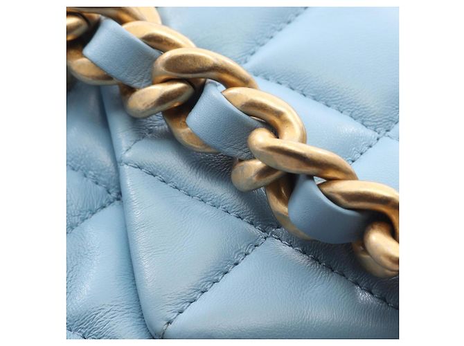 Borsa a tracolla Chanel Matelassé in pelle di agnello Blu - vista 8