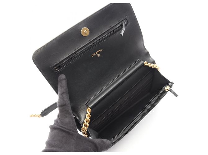 Borsa a tracolla Boy in agnello nero Chanel - vista 3