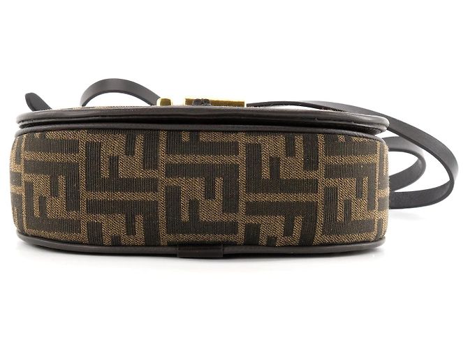 FENDI - Borsa a tracolla C'Mon PM in tela monogrammata e pelle liscia marrone - vista 3