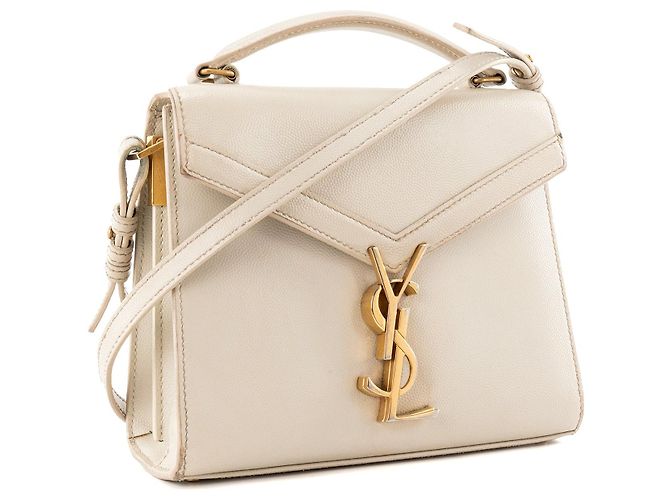 SAINT LAURENT - Borsa a tracolla Cassandra mini Top Handle in pelle granulata beige - vista 2
