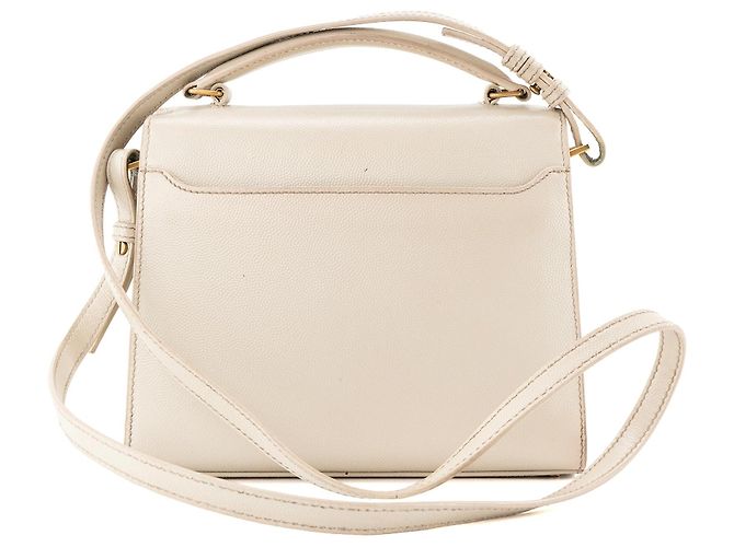 SAINT LAURENT - Borsa a tracolla Cassandra mini Top Handle in pelle granulata beige - vista 3