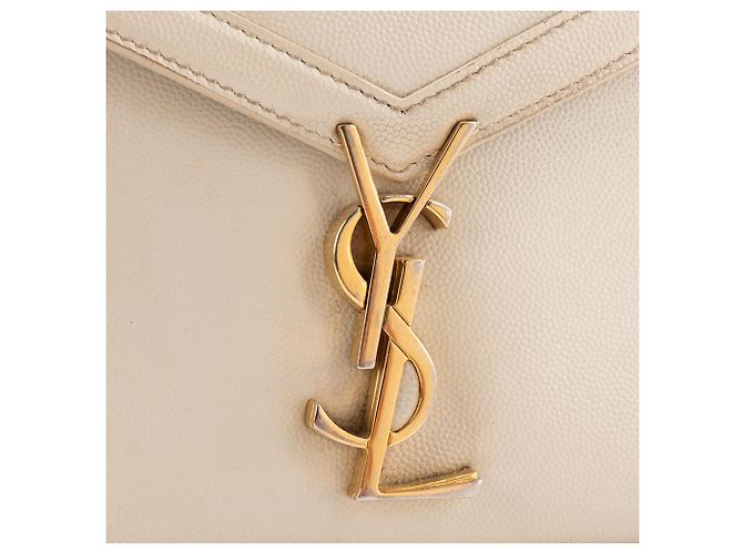 SAINT LAURENT - Borsa a tracolla Cassandra mini Top Handle in pelle granulata beige - vista 5