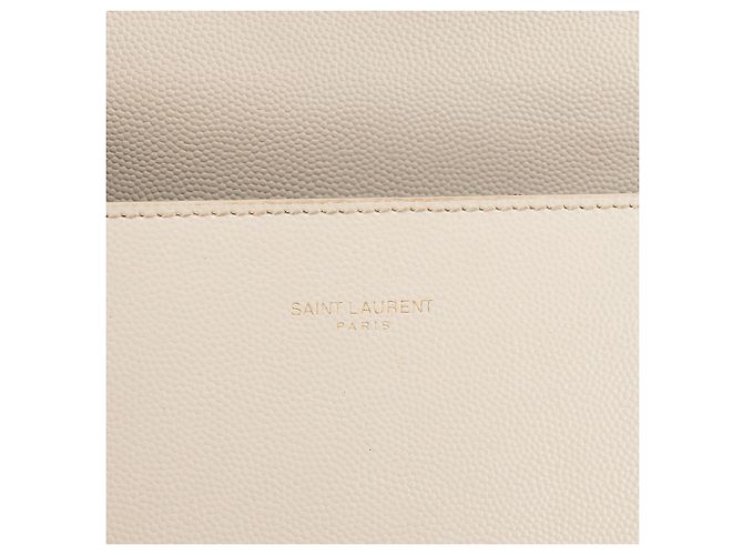 SAINT LAURENT - Borsa a tracolla Cassandra mini Top Handle in pelle granulata beige - vista 9