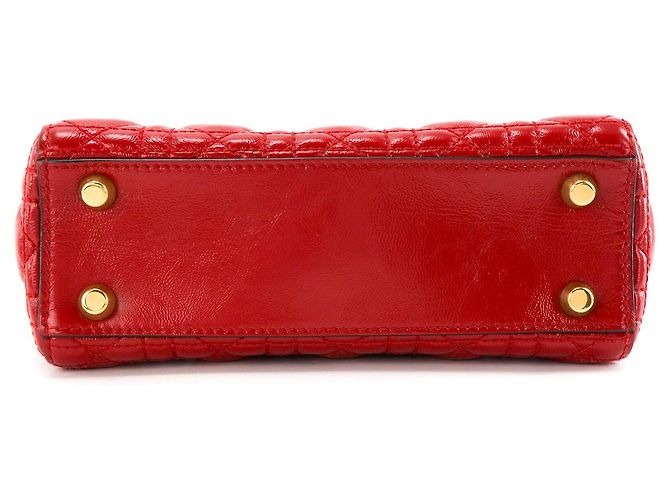 DIOR - Borsa a tracolla Lady Dior Small in pelle stropicciata rossa Rosso - vista 4