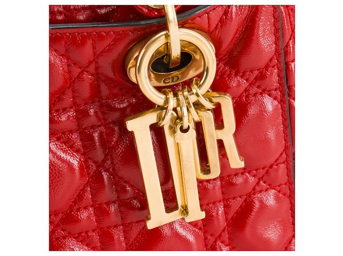 DIOR - Borsa a tracolla Lady Dior Small in pelle stropicciata rossa Rosso - vista 5