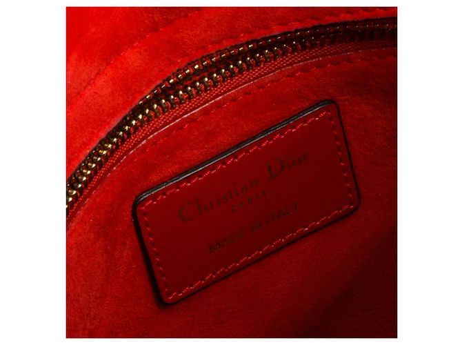 DIOR - Borsa a tracolla Lady Dior Small in pelle stropicciata rossa Rosso - vista 8