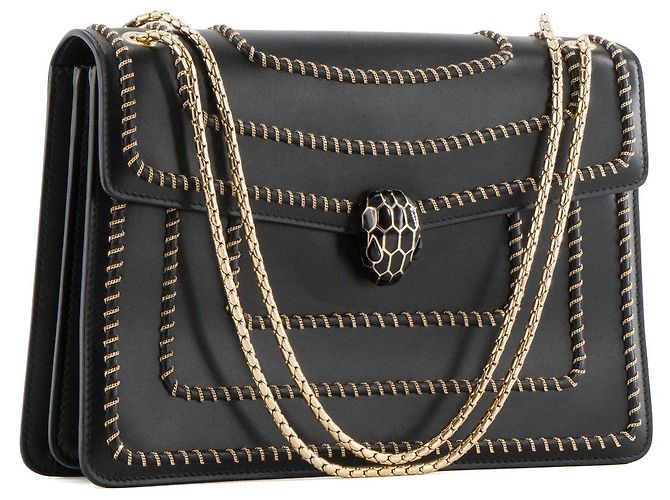 Autre Marque BULGARI - Borsa a tracolla Serpenti Bulgari in pelle liscia nera Nero - vista 2