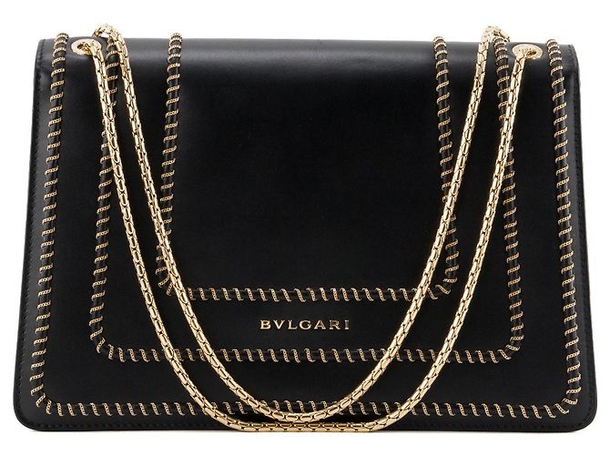 Autre Marque BULGARI - Borsa a tracolla Serpenti Bulgari in pelle liscia nera Nero - vista 3