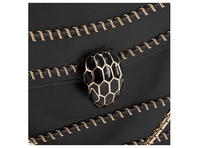 Autre Marque BULGARI - Borsa a tracolla Serpenti Bulgari in pelle liscia nera Nero - vista 5