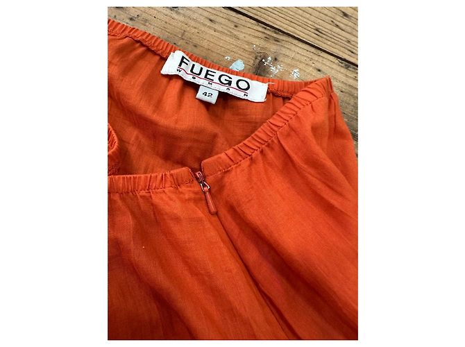Autre Marque Gonna lunga arancione con volant e paillettes dorate D'oro - vista 4