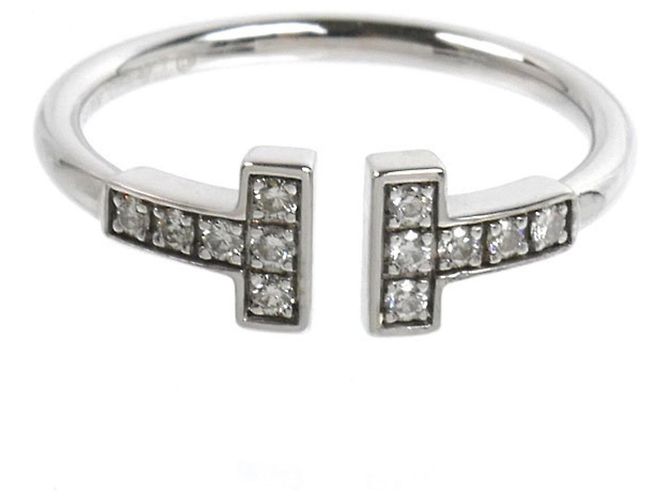 Anello T Wire in oro bianco 18K con diamanti Tiffany & Co. - vista 3