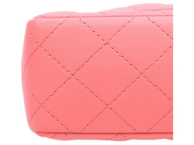 Borsa a tracolla Chanel Mini Matelassé in agnello Rosa - vista 11