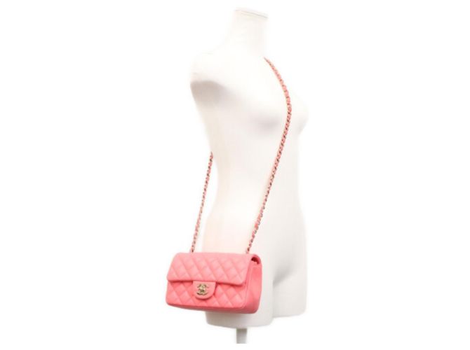 Borsa a tracolla Chanel Mini Matelassé in agnello Rosa - vista 12