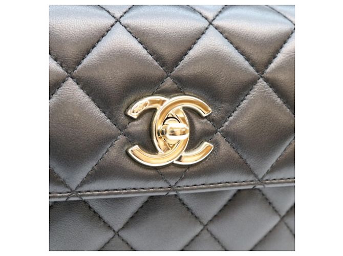 Borsa a tracolla mini Chanel Lambskin Trendy CC Nero - vista 6