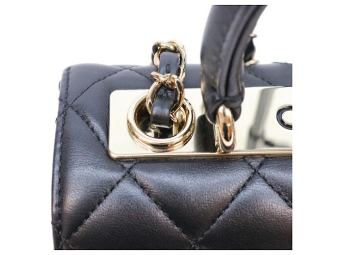 Borsa a tracolla mini Chanel Lambskin Trendy CC Nero - vista 8