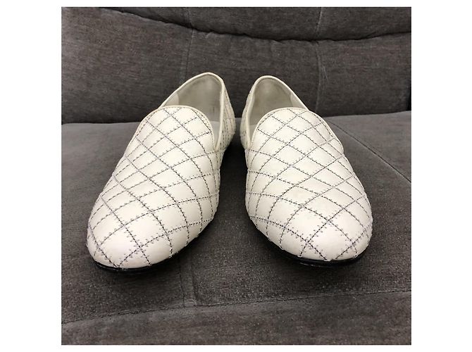 Chanel Loafer aus gestepptem Leder Weiß - Ansicht 2