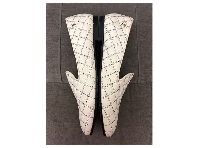 Chanel Loafer aus gestepptem Leder Weiß - Ansicht 5