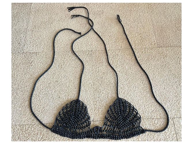 Autre Marque Top de bikini de cuero trenzado negro - vista 2