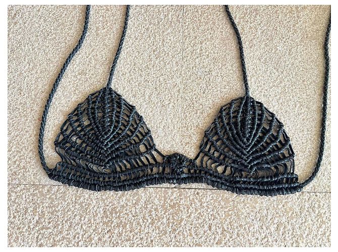Autre Marque Top de bikini de cuero trenzado negro - vista 3