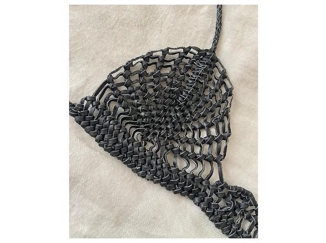 Autre Marque Top de bikini de cuero trenzado negro - vista 5