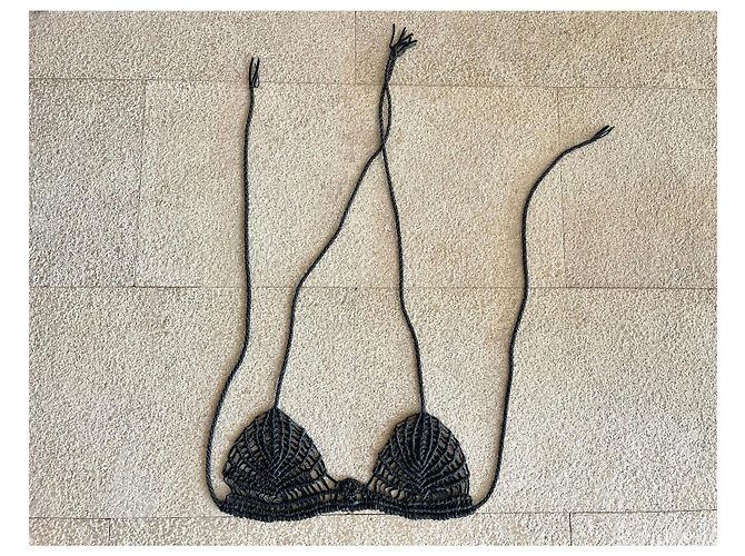 Autre Marque Top de bikini de cuero trenzado negro - vista 7