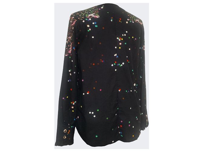 Givenchy Camicia Nera in Cotone Trasparente Stampa Confetti Floreali Nero Multicolore - vista 4