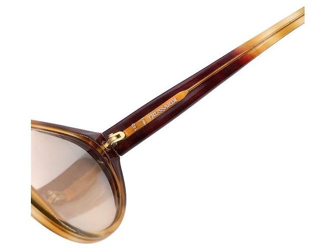 Trussardi Occhiali da sole vintage anni 1980 Two-Tone TPL 208 forma ovale Beige - vista 5