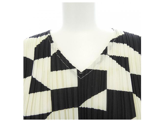 Issey Miyake PLEATS PLEASE Túnica plisada geométrica Negro - vista 4