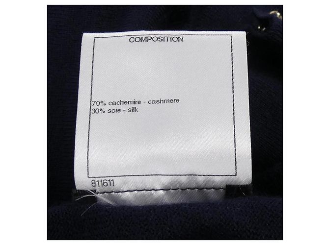 Chanel P49678K06251 Seide-Kaschmir-Strick Blau Marineblau - Ansicht 3