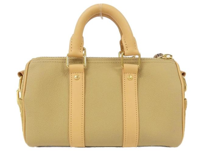 Borsa Boston Louis Vuitton Keepall Bandouliere Monogram Beige D'oro - vista 2
